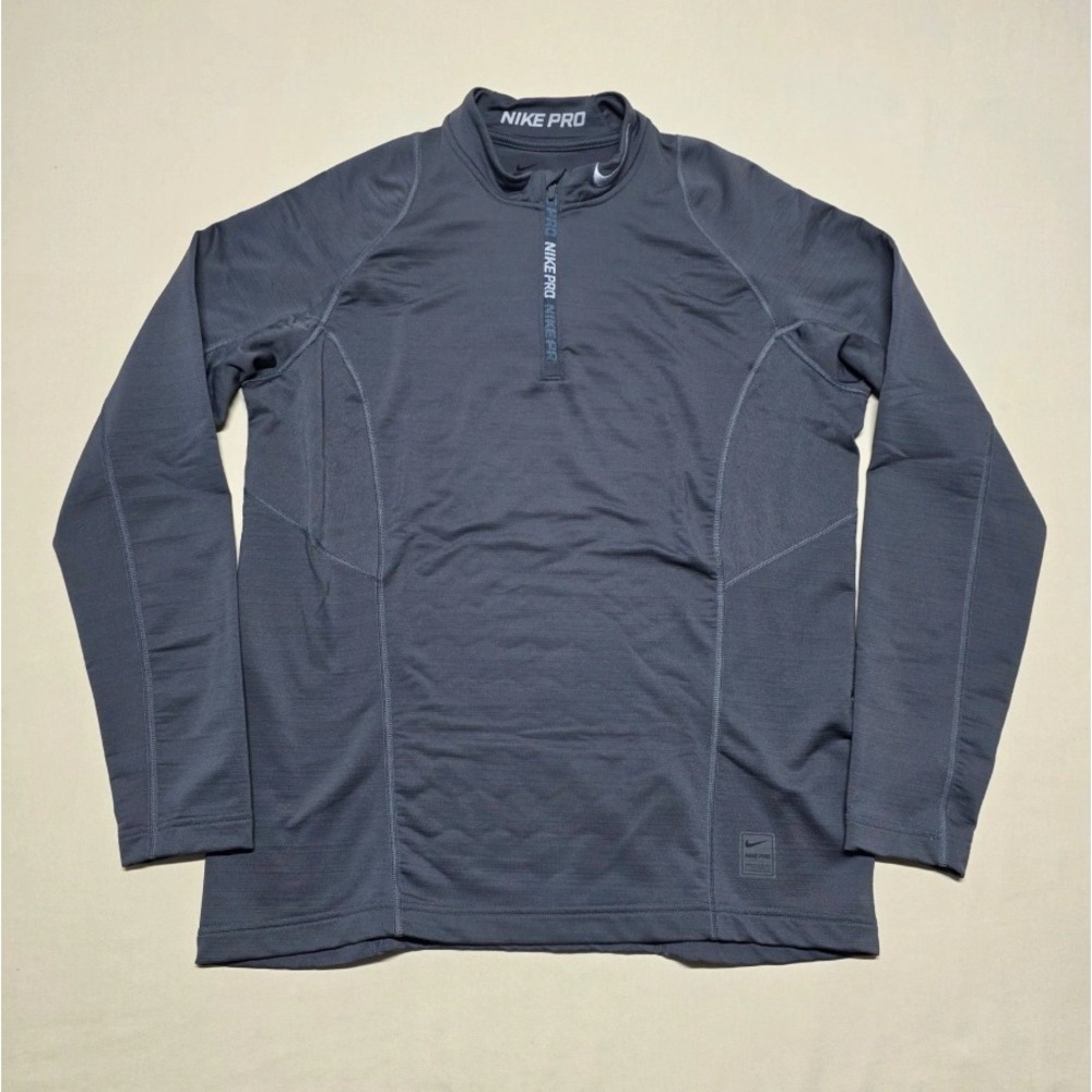 Nike Pro Hyperwarm Men Large Gray 1/4Zip LongSleeve Training Sweatshirt Pullover